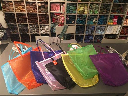 Our favorite knitting totes!  Walker Mess Beach Bags!