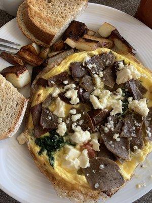 Greek frittata with gyro meat