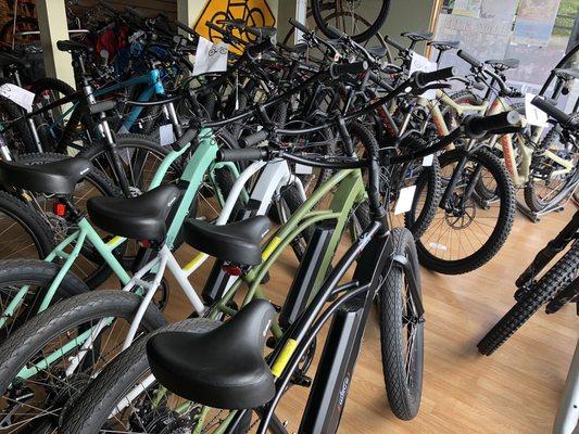 New E Bikes in stock!  Please stop by and check them out or maybe take them for a test ride.