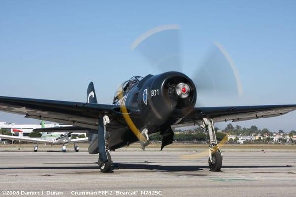 Visiting F8F Bearcat from CAF at Camarillo.  Jason Somes getting checked out by John Collver.