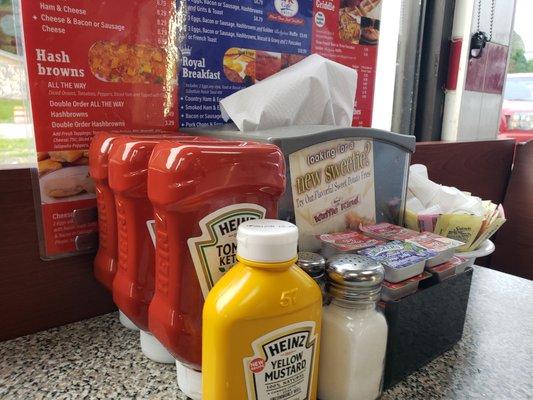 3 bottles of ketchup.  Every table not just mine.