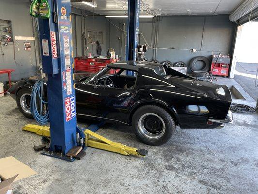 Working on a 1969 Corvette Stingray