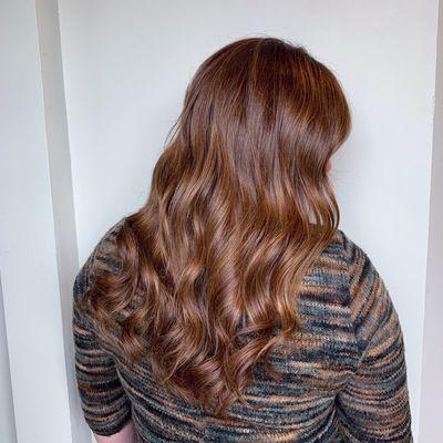 Perfect blend of 2 packs Tape-In Hair Extensions to go with her natural/ lived in balayage.