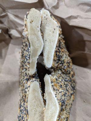 BAGEL IS RAW DOUGH INSIDE