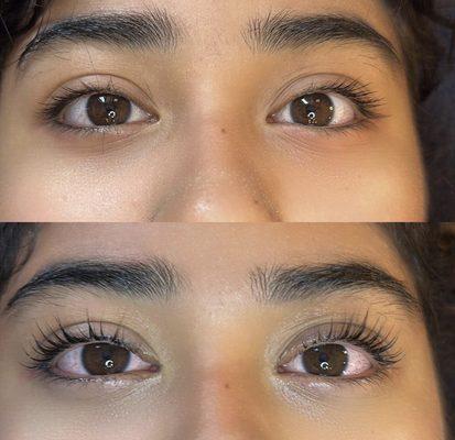 From her Instagram here's a photo of before and after of the spawn's lashes