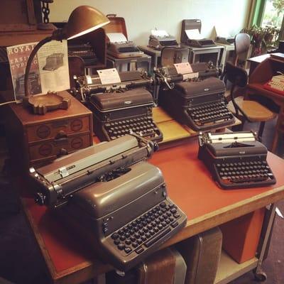 A table full of Royal typewriters on display at Ace.