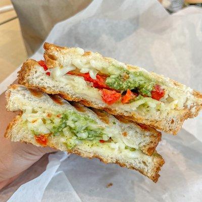 Vegetarian panini (pesto caprese)