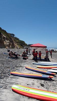 Lot of good boards for our summer surf camp.  Getting hot now, the water getting warm.