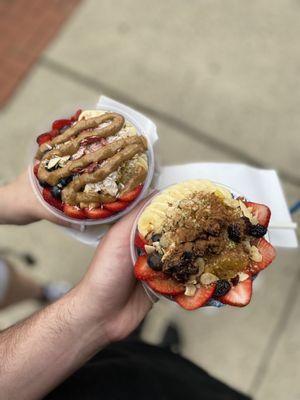 Bowls come with choice of base, granola, chia pudding, fresh fruit, and unlimited toppings of choice (plenty to choose from)