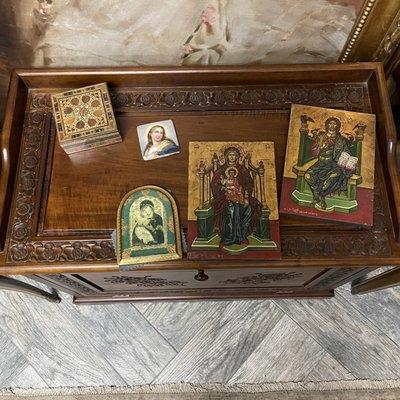 Antique chest, at deco box, icons