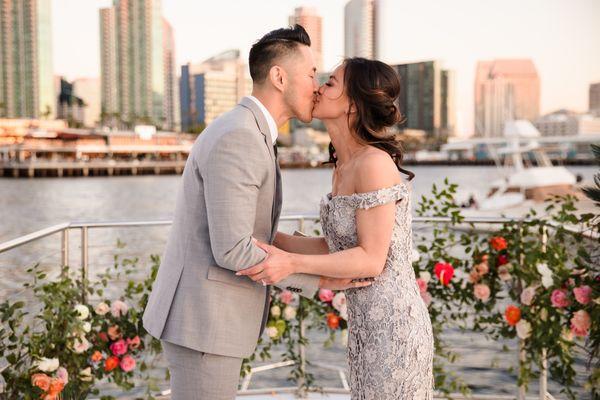 Planner @lizzylizevents Yacht @legacycruisessd Photo @linandjirsa Cinema @anchoredfilms Black Lace Dress @laguna_bridal @teranicouture Weddi