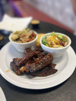 Rib tips, cabbage, mashed potatoes