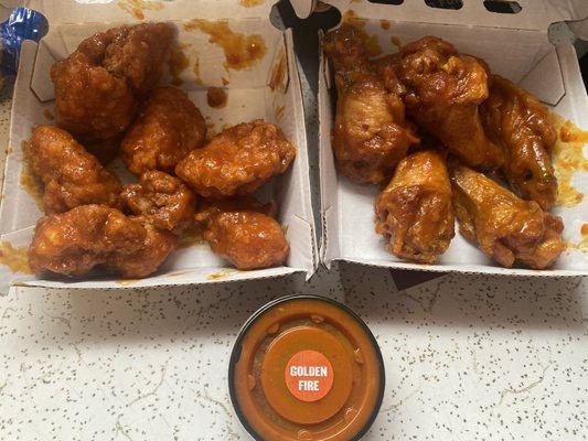 New Sauce.. Golden Fire Boneless Wings and Golden Fire Traditional Wings. Side of Golden Fire Sauce