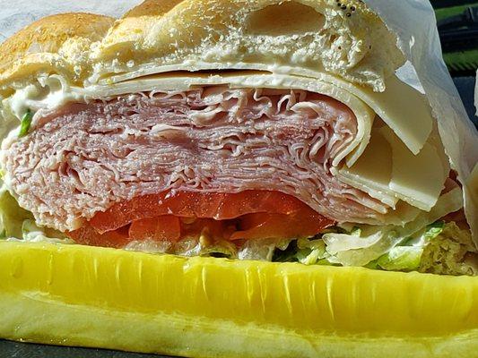 Delicious ham and swiss on a roll!