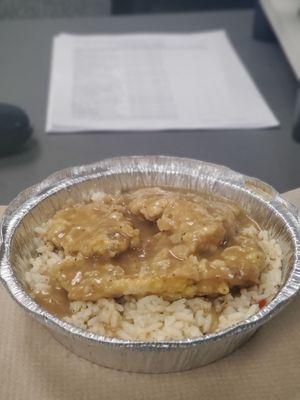 Chicken Marsala w/ rice... SOOOOOO good!