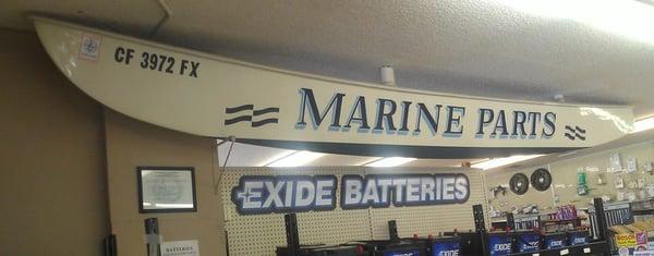 The old Hobie Cat turned into the "Marine Parts" sign!