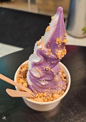 Ube toasted coconut swirl with kulolo and macadamia nuts