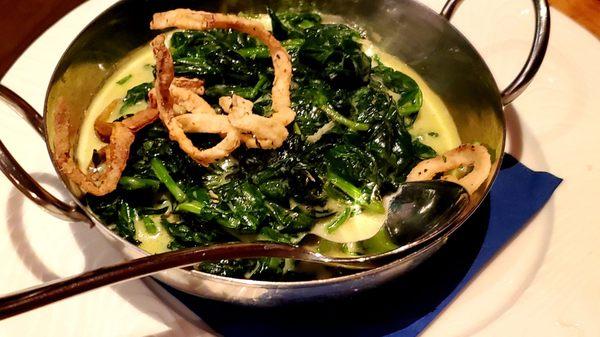 Creamed spinach sans frazzled onions that ended up on my wife's plate.