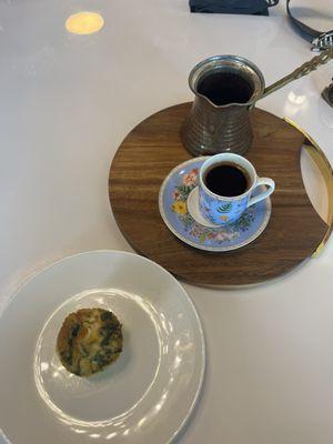 Turkish coffee and egg muffin