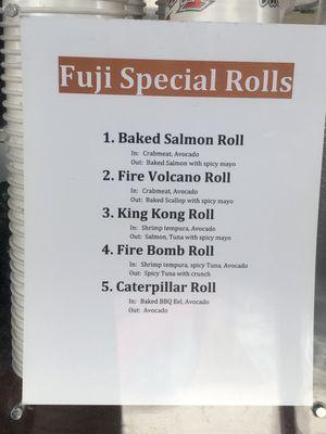 Fuji Special Rolls Menu