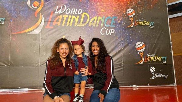 Owners Tabatha and Aubrey with Tab's beautiful daughter in Medellin, Colombia. World Latin Dance Cup 2020