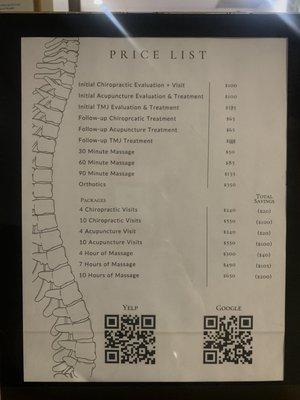 New pricing sheet for 2023