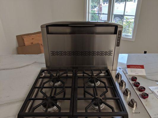 Downdraft range and insert hood