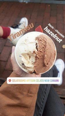 Tiramisu and bacio gelati