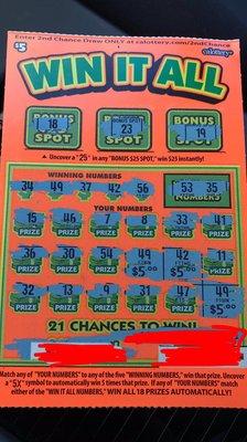 Should have been $15 winner. They say you only get one winning number prize. Stupid