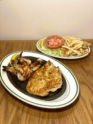 pechuga de pollo asado & camarones asado (broiled chicken cutlet & broiled shrimp)