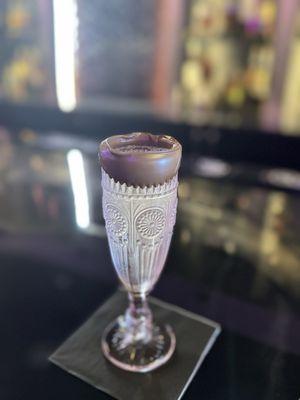 Italian champagne (don't remember the name, but it was delish) with milky chocolate covered rim.