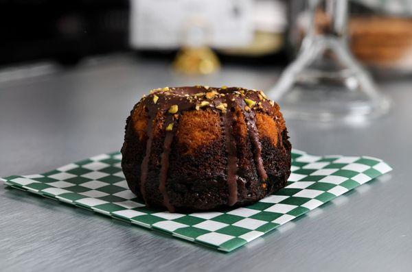 Chocolate Pistachio Swirl Bundt Cake at Lovely's Old Fashioned