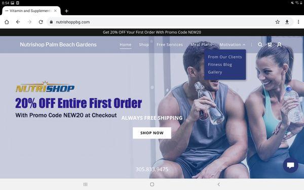 Website design and optimization for Nutrishop Palm Beach Gardens