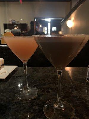 Orange blossom martini and the creamy espresso martini