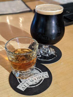 Barrel Aged Brown Ale "BABA O'Reilly" with twin single barrel Eagle Rare whiskey