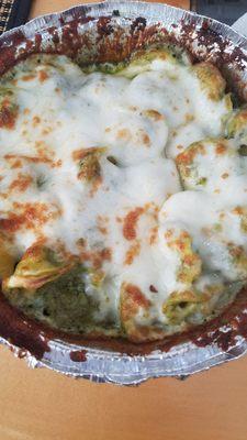 Pesto cheese tortillini. Needs a little salt, but still nice, and cheesy.