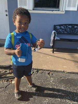 Happy and ready to go into school at Michelle's House