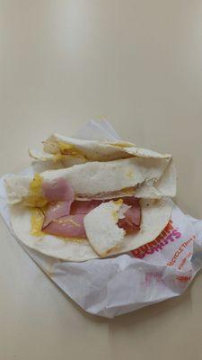 Ham and cheese wrap. Never again.