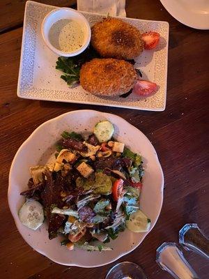 Casa salad and Crab Cakes