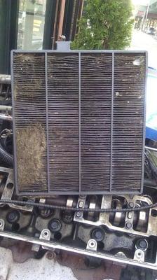 Clogged cabin filter.