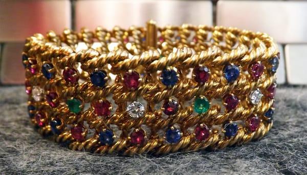 Boucheron Ruby Sapphire Emerald Diamond Bracelet