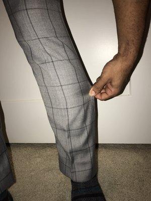 Suit pants won't even pass my calf without hanging up. They fit like leggings.