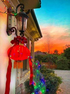 Chinese lantern looks good at the entrance of our house