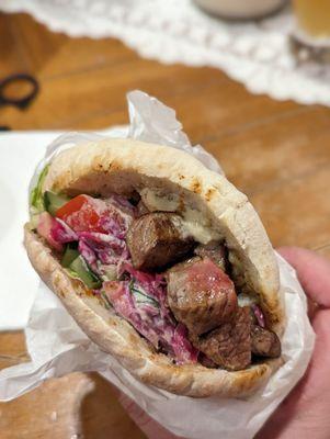 Lamb gyro pita sandwich