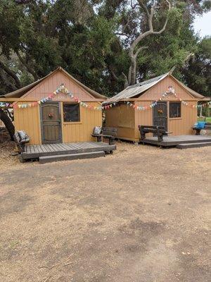 Decorations outside the tent cabins