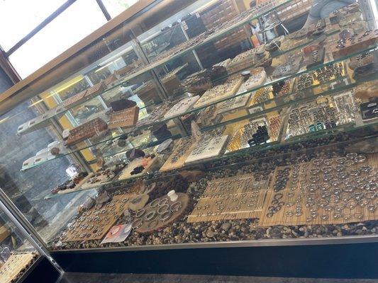 One of the MANY display cases filled with jewelry