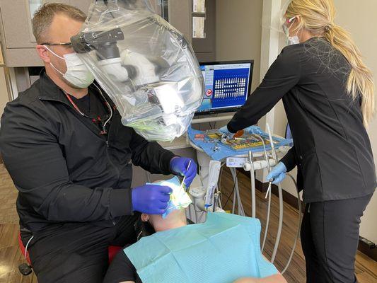 Jeff Allred DDS working on dental crown patient