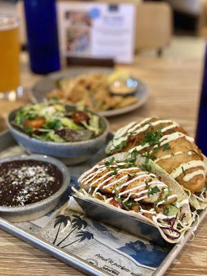 2 Taco platter: Crispy Baja Cod and Classic Grilled Yellowtail