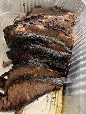 Amazing tender brisket with the perfect "bark". I always get a lot as it also freezes well!