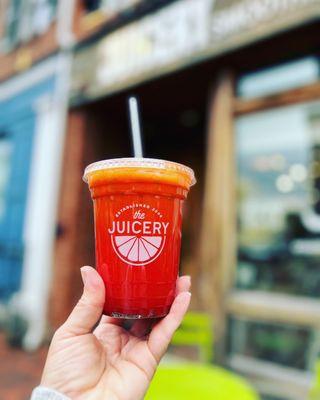 My Life Blood juice - lemon, ginger, apple, beet, carrot - with some chia seeds! So good!